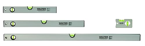 WALTER Wasserwaagen-Set 4-tlg. Wasserwaage in den Längen 40cm, 60cm und 100cm & Mini-Wasserwaage | mit 3 Libellen für präzise Messungen, angenehme Handhabung | robustes & leichtes Aluminiumgehäuse