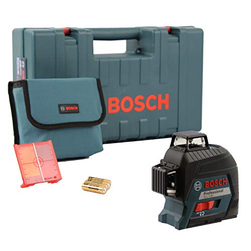 Bosch Professional Linienlaser GLL 3-80 (roter Laser, Innenbereich, 4x AA Batterie, im Handwerkerkoffer) Blau, Max. Arbeitsbereich: 30 m