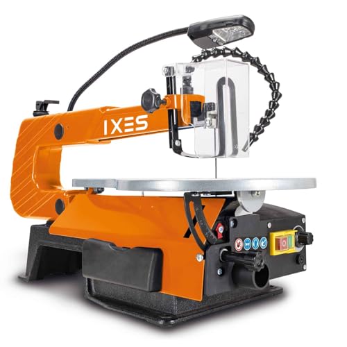 IXES Dekupiersäge IX-DKS1600 Modellbausäge 120W Leistung | 50mm Durchlasshöhe und flexibler Gebläsedüse | Variable Hubzahl 500  1700 min-1 | LED Licht