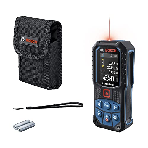Bosch Professional Laser-Entfernungsmesser GLM 50-27 C (Reichweite: bis 50 m, robust, IP65, Bluetooth-Datenübertragung, 2 AA-Batterien, Schlaufe, Tasche)