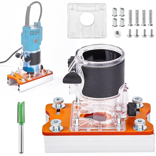 Präzisions-Holzfräser-Basis Set, 2-in-1 Kompakt und Tragbar, Oberfräse Zubehör, Kantenfräse, Dominofräse, Aluminiumlegierung, für 64-65 mm Trimmer