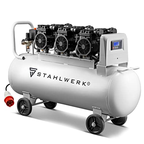 STAHLWERK Druckluft Kompressor ST 1010Pro, Flüster-Kompressor mit 10bar, 100L Tank, 69dB und 3 verschleißfreien Brushless-Motoren mit einer Gesamtleistung von 5,67PS/4170W, 7 Jahre Herstellergarantie
