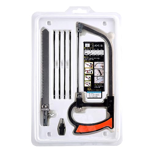 BouGPeng Handsäge Bügelsäge Set Multifunktions Universal Metallsäge HSS Stahl Sägeblätter Metallsägebogen Mini DIY Hand-Sägen Holzbearbeitung Werkzeug zum Schneiden von Holz Sperrholz Glas Metalle