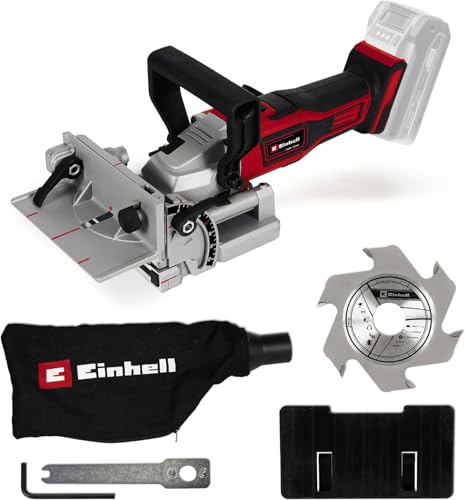 Einhell Akku-Flachdübelfräse TE-BJ 18 Li-Solo Power X-Change (18 V, Li-Ion, stufenlose Winkel-/Höheneinstellung, 6-stufige Tiefenverstellung, ohne Akku & ohne Ladegerät)