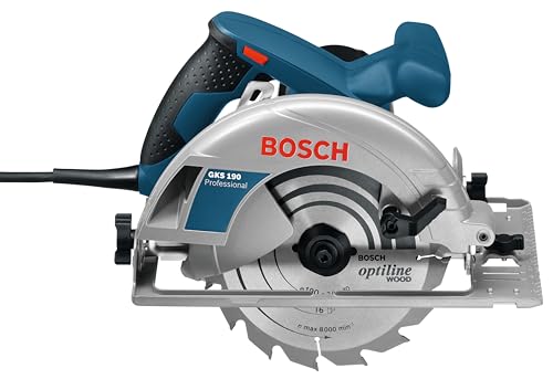 Bosch Professional Kreissäge GKS 190 (Leistung 1400 Watt, Kreissägeblatt: 190 mm, Schnitttiefe: 70mm inkl. HM-Kreissägeblatt, Absaugadapter, Parallelanschlag, Sechskantstiftschlüssel)