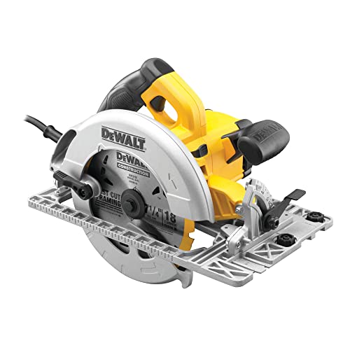 DEWALT Handkreissäge (1,350 Watt, 61 mm Schnitttiefe, Sägeblatt-Ø 190/30 mm, inkl. Schutzhauben-Aufsatz für die Staubabsaugung, Parallelanschlag, Montagewerkzeug und Koffer) DWE576K