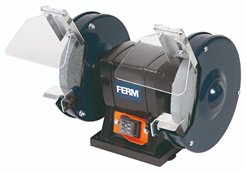 FERM BGM1019 Doppelschleifmaschine 150W - 150mm - Incl. P36 und P60 Schleifsteinen, Schutzbrille und Funkenfänger