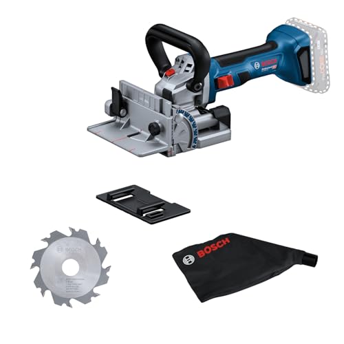 Bosch Professional 18V System Akku-Flachdübelfräse GFF 18V-22 (inkl. Scheibenfräser Ø 105 mm, Staubbeutel, Anklippscheibe, Zweilochmutterndreher, ohne Akku/Ladegerät)