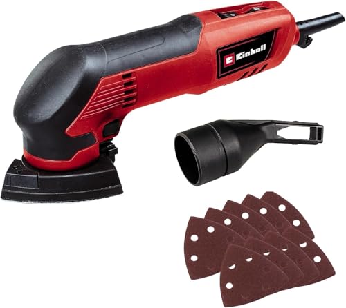 Einhell Deltaschleifer TC-DS 20 E (200 W, 2 mm Schwingkreis, bis 22.000 min-1 Schwingzahl, Drehzahlregulierung, Schleifschuh mit Kletthaftung, inkl. 9x Schleifpapier)