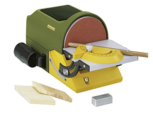 Proxxon Tellerschleifgerät TG 125/E (Schleifteller 125 mm, Tisch verstellbar, mit Winkelanschlag, mit Schraubzwinge, Anschluss für Absauganlage) 27060