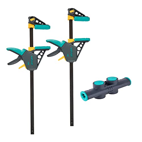 wolfcraft XL-Einhandzwingen-Set, 3-tlg. I 8624000 I Ermöglicht flexible Spannweiten von bis zu 1060 mm