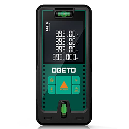 Laser Entfernungsmesser 50m, OGETO Laser Entfernungsmesser mit LCD Hintergrundbeleuchtung, 99 Datensätze, M/In/Ft , Pythagoras/Abstand/Fläche/Volumen Messungen(2*AAA Batterien, IP54)