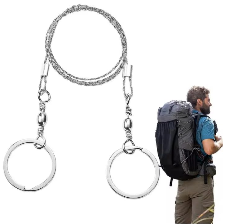 Taschensäge aus Edelstahl, 70cm Gesamtlänge, verbesserte Drahtsäge für Holz und Kunststoff, klein Handlich schnell verstaut, ideal für Outdoor, Camping