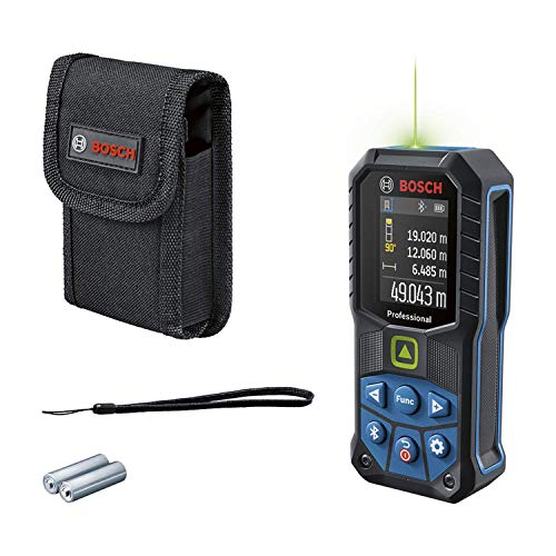 Bosch Professional Laser-Entfernungsmesser GLM 50-27 CG (grüner Laser, Reichweite: bis 50 m, robust, IP65, Bluetooth-Datenübertragung, 2 AA-Batterien, Schlaufe, Tasche)