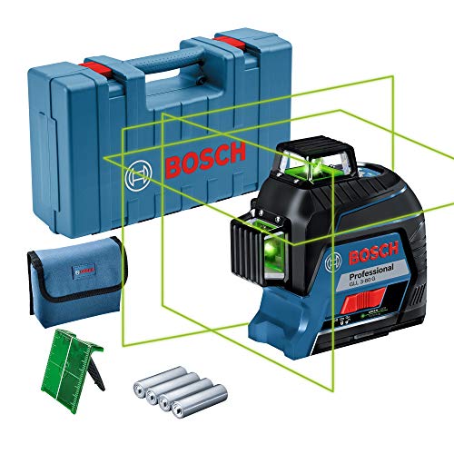 Bosch Professional Linienlaser GLL 3-80 G (grüner Laser, max. Arbeitsbereich: 30 m, 4x AA Batterie, im Handwerkerkoffer)