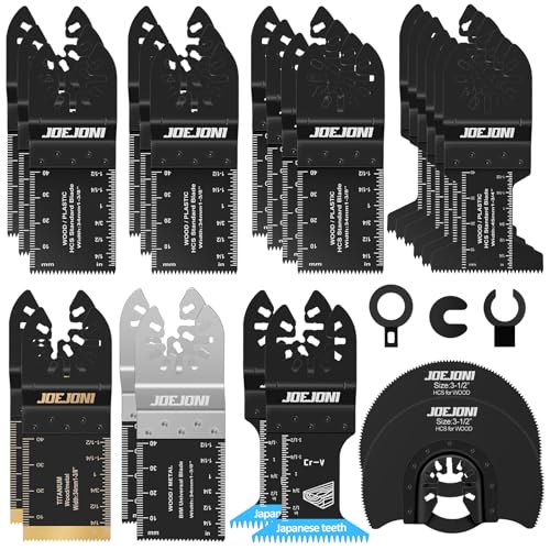 JOEJONI 27 tlg Multitool Sägeblätter Set, Universelles Multitool Zubehör, Oszillierendes Zubehör Set, für Fein Multimaster, Ryobi, Milwaukee, Bosch, Dremel, Dewalt, Rockwell, Makita and More