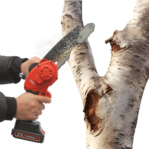 Akku-Mini-Kettensäge,800W Mini-Kettensäge mit 2x21V Akkus, Kabellos & Leicht (3,32kg), 8' Schnittlänge, 2750 U/min,Für Garten, Holz & Sträucher