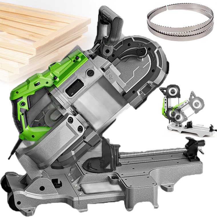 1100 W Metallsäge Mit 5 Sägeblättern Und Abnehmbarem Aluminiumsockel – 6-Fach Verstellbare, Robuste Tischbandsäge – 0–45° Gehrungsschnitt